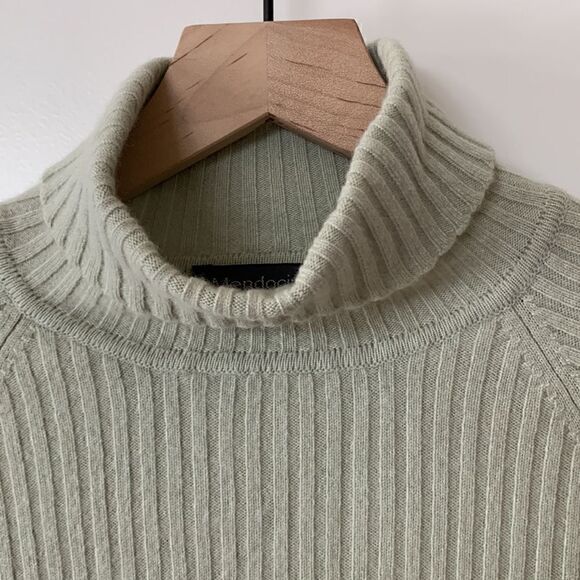 Vintage Mendocino 100% Cashmere Ribbed mint green Turtleneck Sweater size Medium - Picture 4 of 7